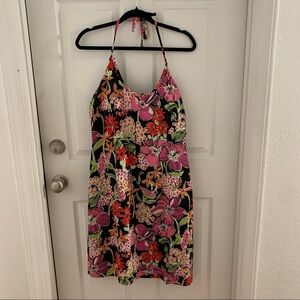 Vintage Lily Pulitzer Black Floral Halter Dress